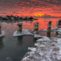 Frosty Sunset at the Sea