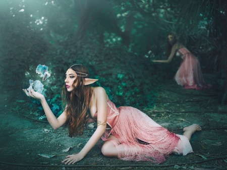 :) - model, fantasy, cosplay, gantast, rebeca saray, girl, elf, woman, pink