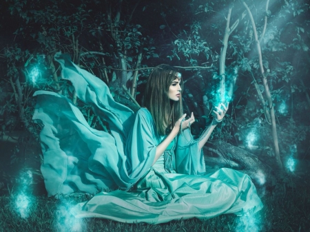 :) - fantasy, woman, blue, model, girl, rebeca saray