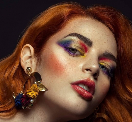 :) - earring, girl, jewel, rebeca saray, redhead, woman, model, face, makeup