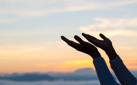 Prayer - hands, prayer, photo, sky