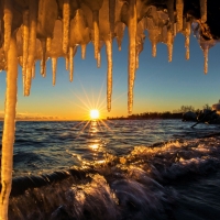 Icicles at Sunset, Lake Ontario