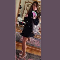 'I Like It!'       Brunette happy with the coat