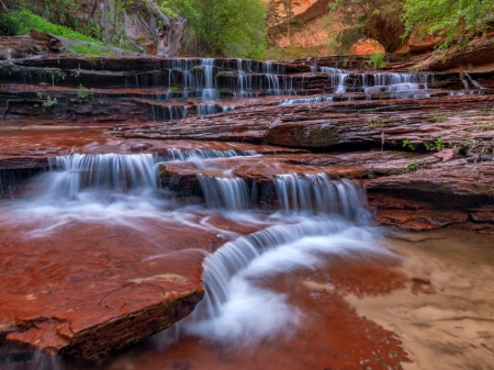 Waterfall - fak, kuszobok, termeszet, vizeses, zold novenyzet