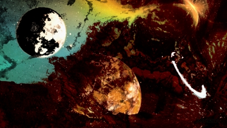 The Moon is All I Have - moon, surreal, planets, painting, art, contemporary