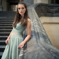 Brunette in a Green Dress