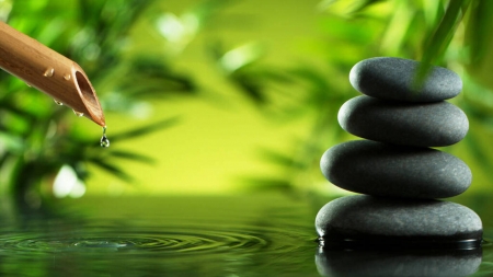 Spa and wellness concept - Freshness, Stones, Drop, Bamboo