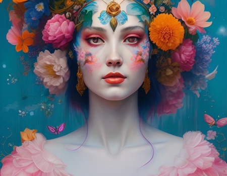 Orange-Pink Flower Girl