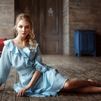 Alice Tarasenko in a Blue Dress