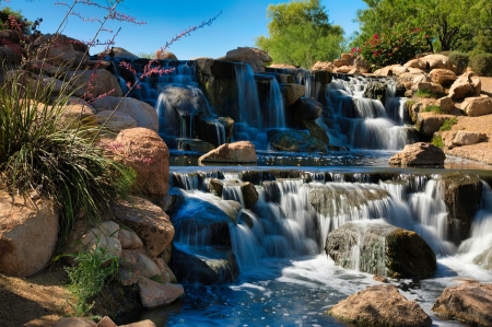 Waterfall and rocks - fak, folyam, sziklak, tajkep
