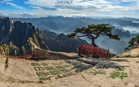 Mountain View from China - china, mountains, nature, tree