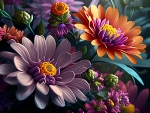 Beautiful flowers on dark background