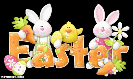 HAPPY EASTER TO ALL - GROUND, BACK, RABBITS, EASTER