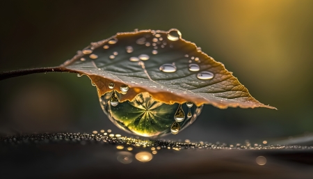 Water drops - Wet, Green, Leaf, Macro