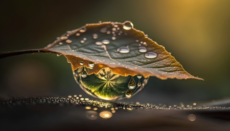 Water drops - Macro, Leaf, Wet, Green