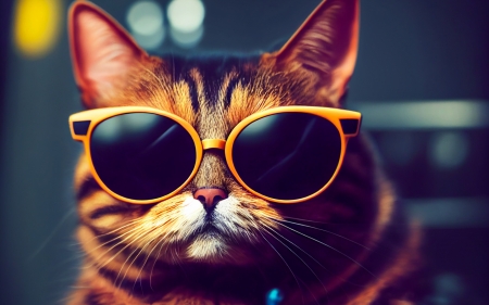 Cat - pisici, fantasy, sunglasses, cat