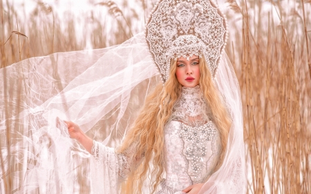 :) - tzarevna, winter, bride, sofia oznobikhina, girl, blonde, white, model, wiman, iarna