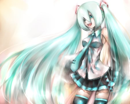 Hatsune Miku - anime, vocaloid, twintails, girl, hatsune miku, long hair, blue hair, cute, sexy, blue eyes