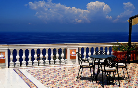 Balcony for coffee - bluesky, sea, view, clouds