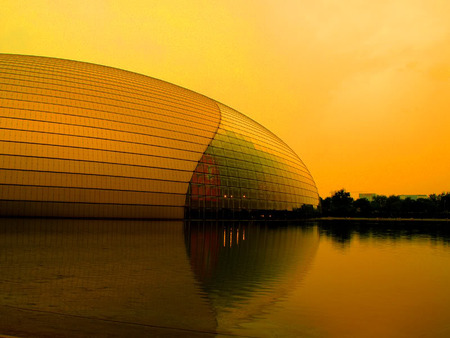  National Grand Theater - water, sunset