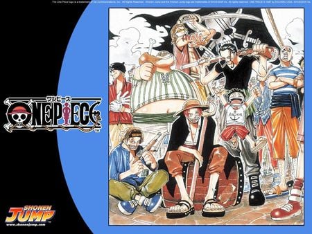 Red Shanks crew with Luffy - one piece, red shanks