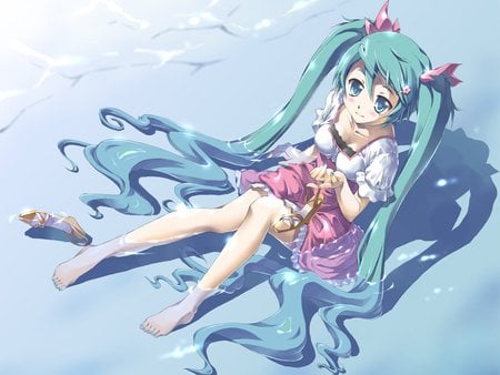 Hatsune Miku - anime, vocaloid, twintails, girl, hatsune miku, long hair, blue hair, cute, sexy, blue eyes