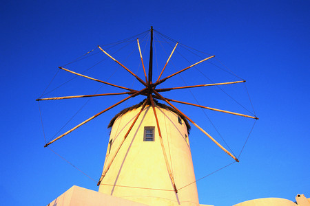 Windmill in Santorini - thyra, windmill, santorini, greece