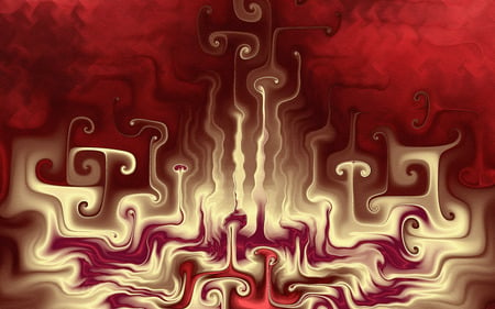 Convection - hot, red, fractals, gnarl, gold, texture