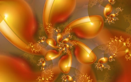 Big Scoops - abstract, spiral, scoop, fractals, 3d, orange