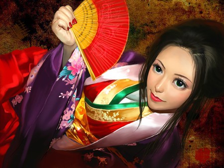 Girl With Big Eyes  - geisha, china, girl, fantasy, cg