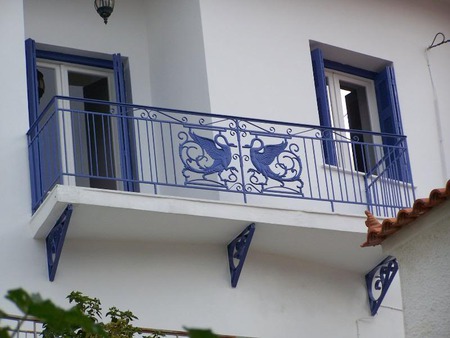 Greek balcony - white, greece, blue