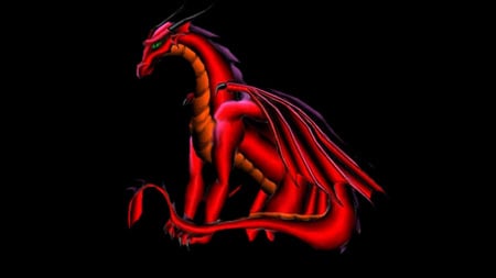 Fantasy Dragon - red, dragon, fantasy, black