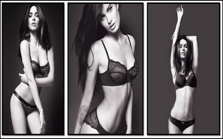 Megan Fox Armani - armani, black and white, megan fox, woman