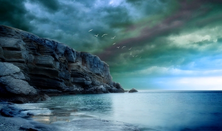 Ocean Cliffs - water, Ocean, Scenic, cliffs, nature, Blue