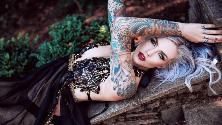 :) - girl, tattoo, woman, model