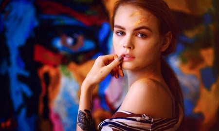 Anastasiya Shcheglova - colorful, woman, model, girl, face, anastasia shcheglova