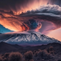 Digital Art of Volcano Erupting