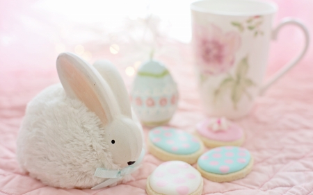 :) - easter, white, cookies, figurine, egg, pink, bunny