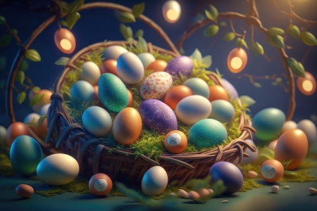 Happy Easter! - basket, egg, card, easter