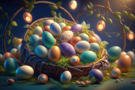 Happy Easter! - easter, basket, egg, card