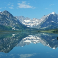 An incredibly rare, windless morning in Many Glacier, Glacier National Park, Montana