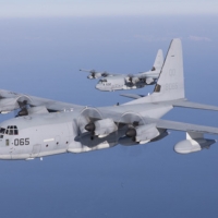 KC-130 Super Hercules near the Japan coastline