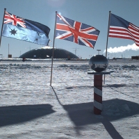 The ceremonial South Pole at Amundsen Scott Station