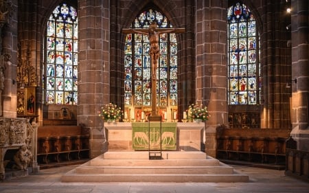 Church Altar in Germany - crucifix, altar, church, Germany