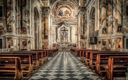 Church in Italy - inside, church, interior, Italy