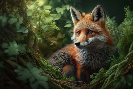 Young fox - erdei allat, erdo, fiatal, roka, termeszet, vadvilag