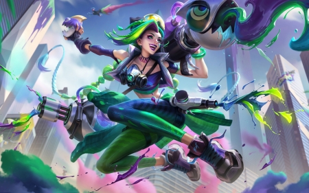 Jinx - fantasy, league of legends, game, girl, lol, chromocrash, jinx