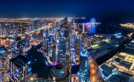 Dubai at Night - night, dubai, photography, lights