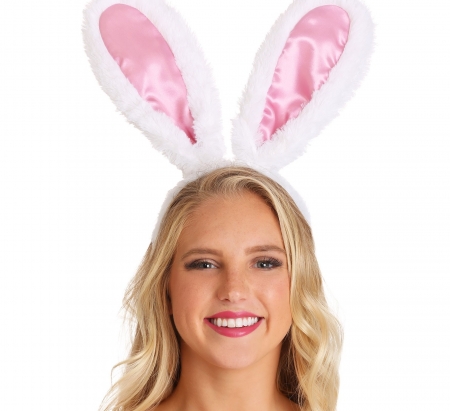 :) - rabbit, ears, girl, blonde, pink, bunny, easter, smile, white, woman, model, face