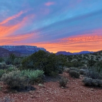 Sun setting in the Grand Canyon on Horseshoe Mesa